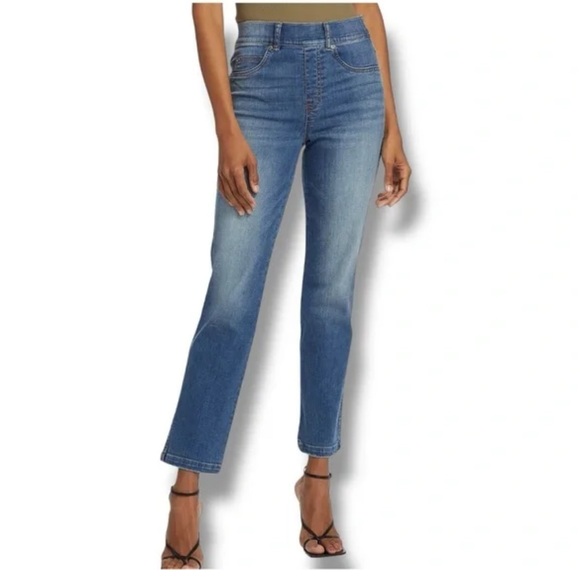 Spanx High Rise Straight Leg Ankle Jeans in Vintage Indigo